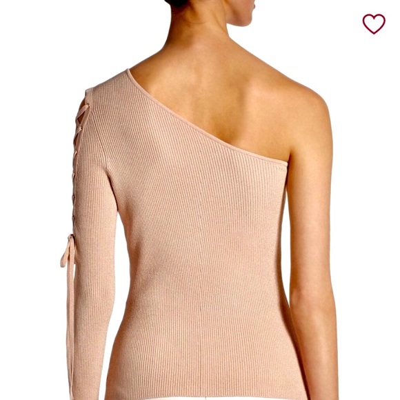 NEW! Scripted One Shoulder Lace-up Sweater, S - Picture 3 of 8